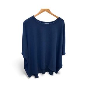 NWT ANDREE BY UNIT Dark Navy Blue Corded Ribbed Oversized Top